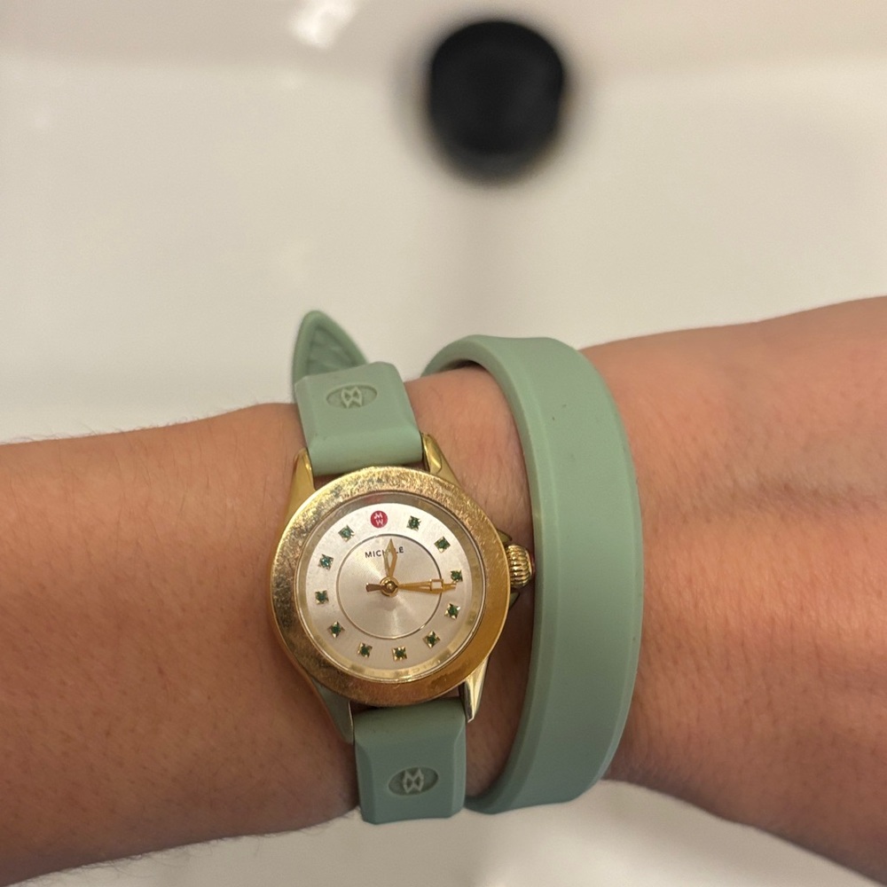 Michele Gold and Mint Green Women's Watch